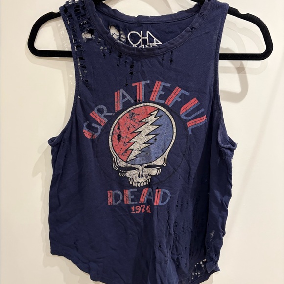 Chaser Tops - Chaser - Grateful Dead 1974 Distressed Tank Top